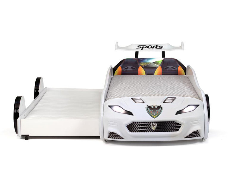 Kids Twin with Trundle, Black, White