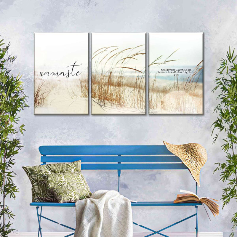 " Zen Beach Quote Multi Piece Canvas Print " 3 - Pieces, 12" H x 26" W x 1" D