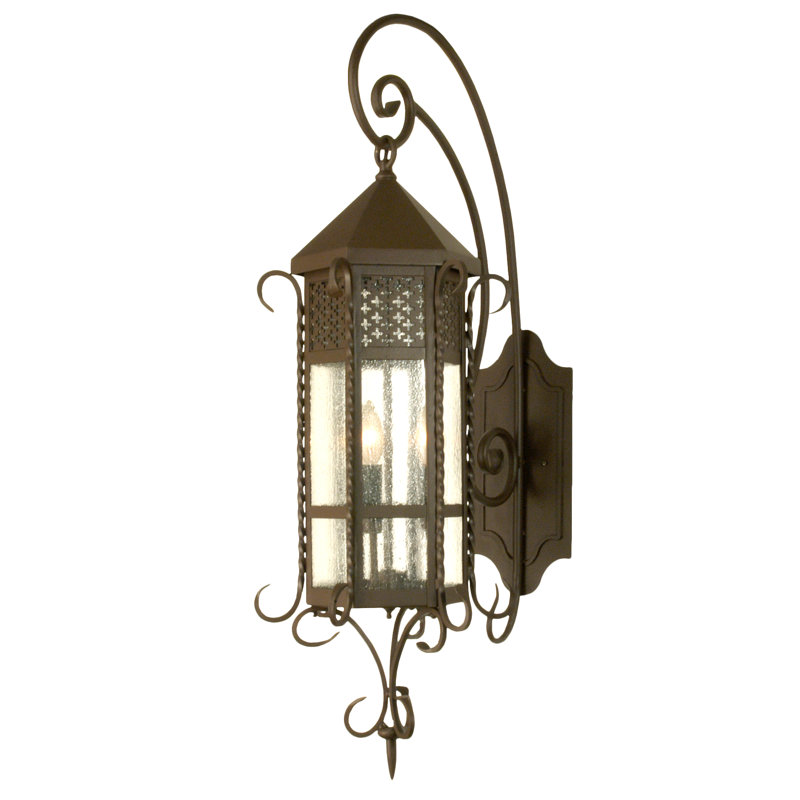 3 - Light Outdoor Wall Lantern, 34.5" H x 12" W x 19" D