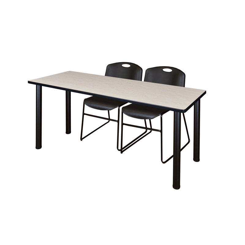 Kee Training Table Top & 2 Zeng Chairs, Black, Black, Maple