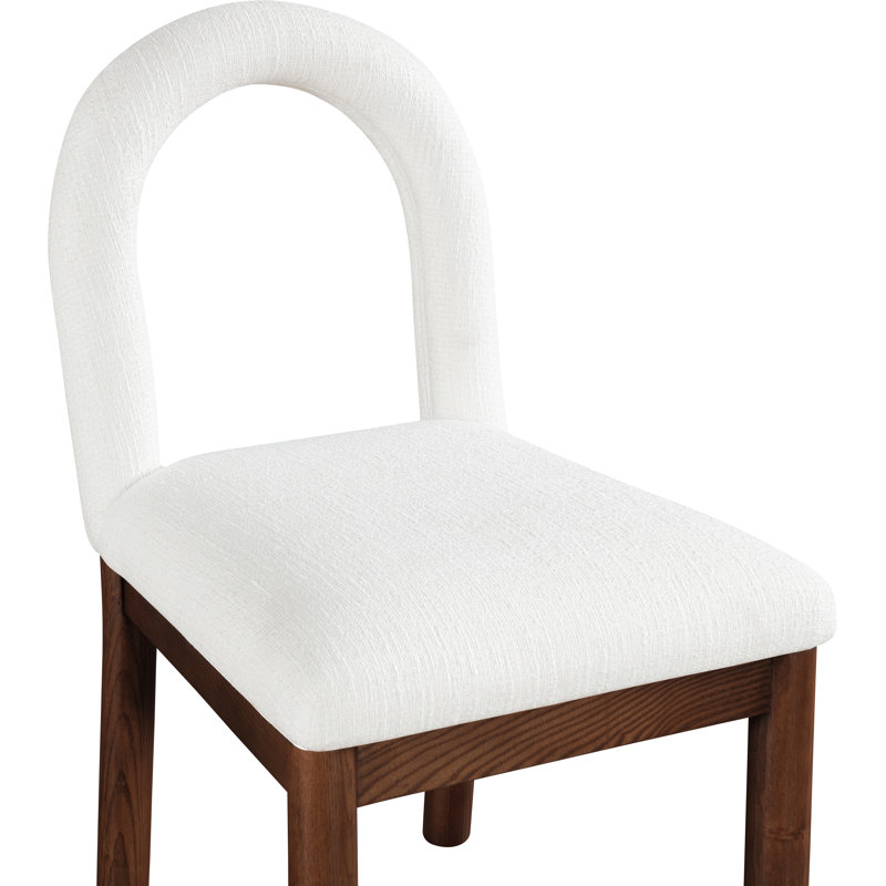 Chaise Macleod, Tissu crème texturé en lin, Brun
