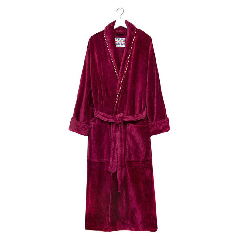 100% Cotton Mid-Calf Bathrobe with Pockets, M