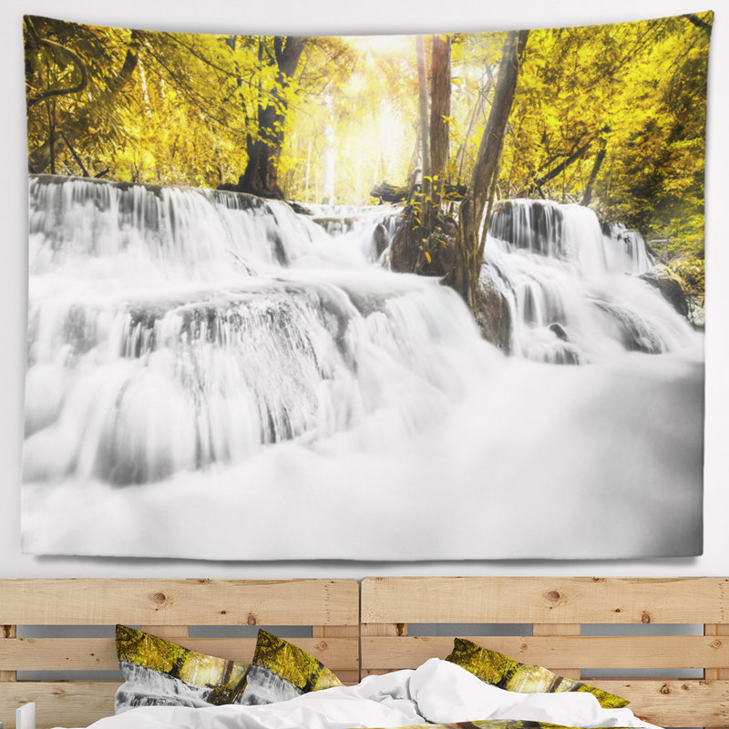 Photographie de paysage coloré tapisserie d'erawan tapisserie, H 32 po x l 39 po