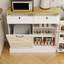 Armoire de rangement pour poubelle de cuisine avec 2 tiroirs et 1 armoire à ordures basculante et 1 porte avec support de rangement et 2 tablettes pour la cuisine, la salle à manger et le salon