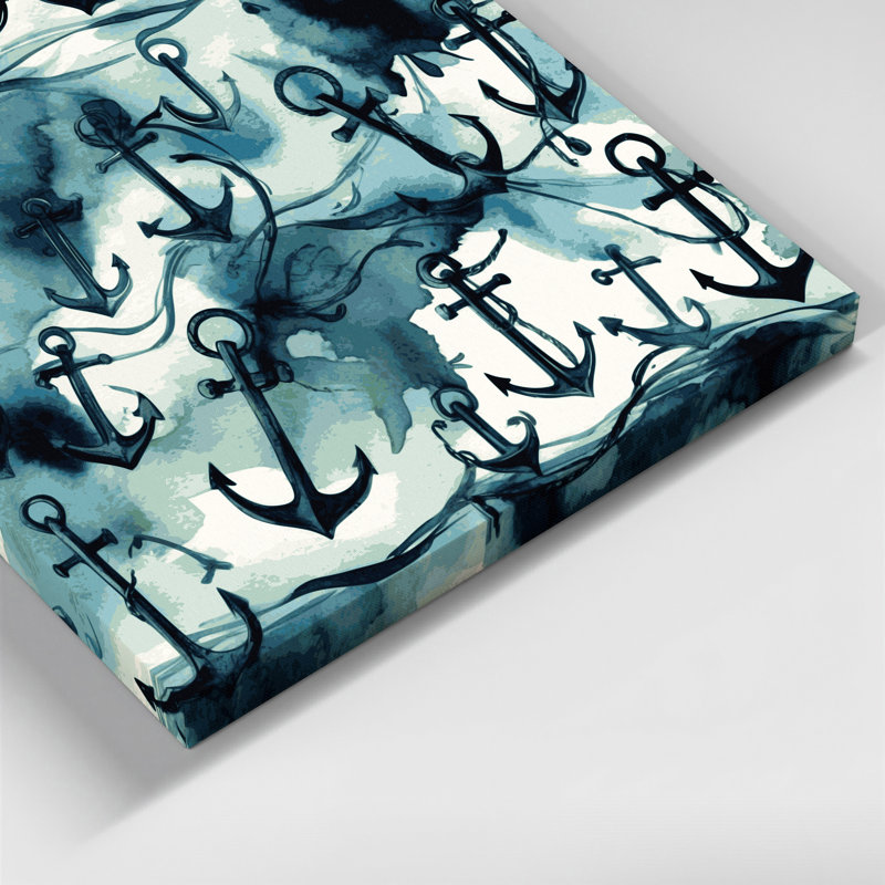 Art nautique sur toile vert, H 8 po x l 8 po