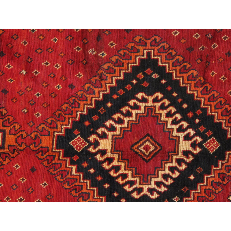 Shiraz Hand Knotted Wool Oriental Area Rug in Red/Black/Beige
