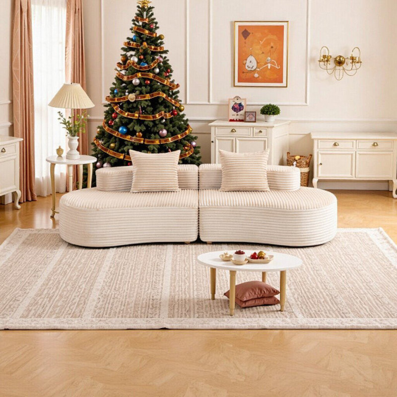 Canapé compressé de 110 pouces avec coussins lombaires, canapé rembourré à assise profonde pour le salon et la chambre à coucher