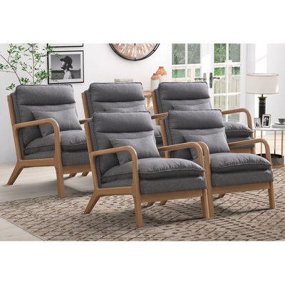 Fauteuil d'appoint rembourré en lin avec coussin lombaire 25,79 po Eimantas