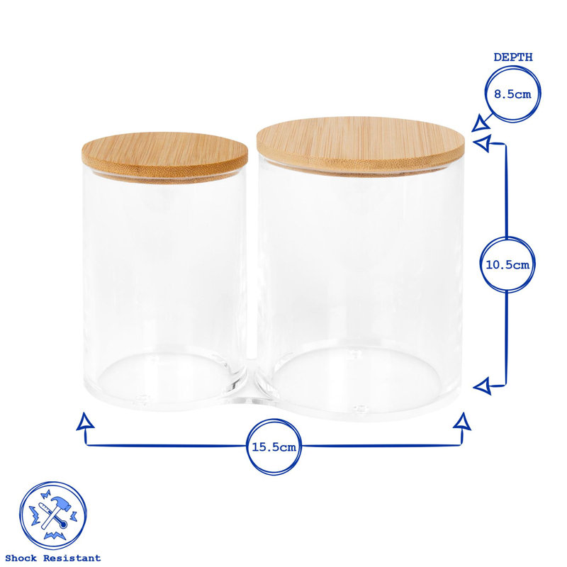 Harbour Housewares Plastic Bathroom Canister with Bamboo Lid