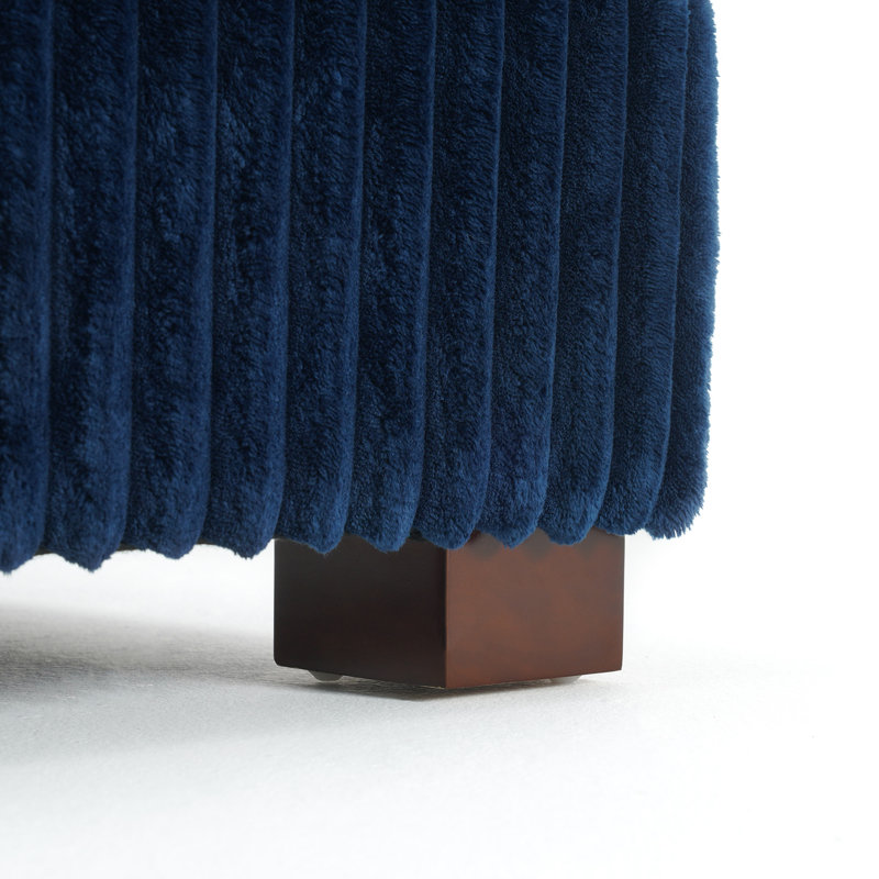 Repose-pieds rembourré rectangulaire en flanelle de fourrure de lapin, pièce modulaire simple pour canapé modulaire, Bleu
