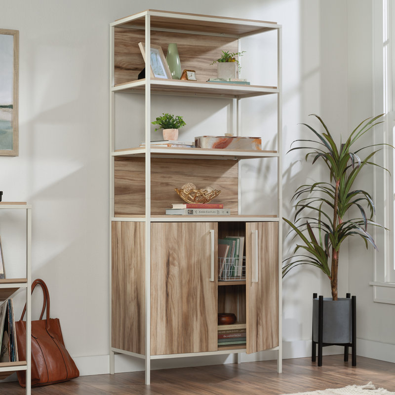 White and Kiln Acacia Adjustable Kids' Storage Bookcase with Doors