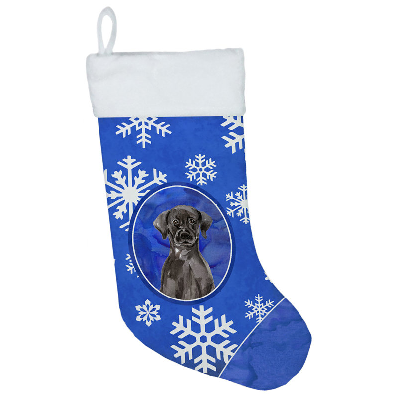 Chaussette de noël winter flocons de noël, Labrador Retriever noir