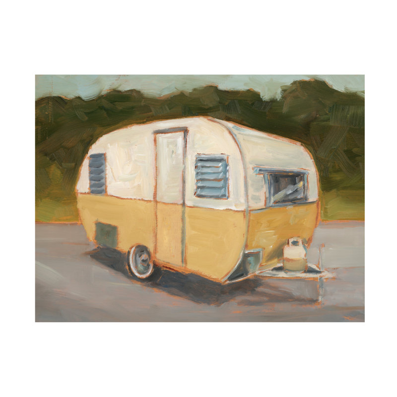 Art mural sur toile tendue - «Retro Camper II» par Ethan Harper pour décoration de salon, de chambre à coucher ou de bureau - 35 x 47