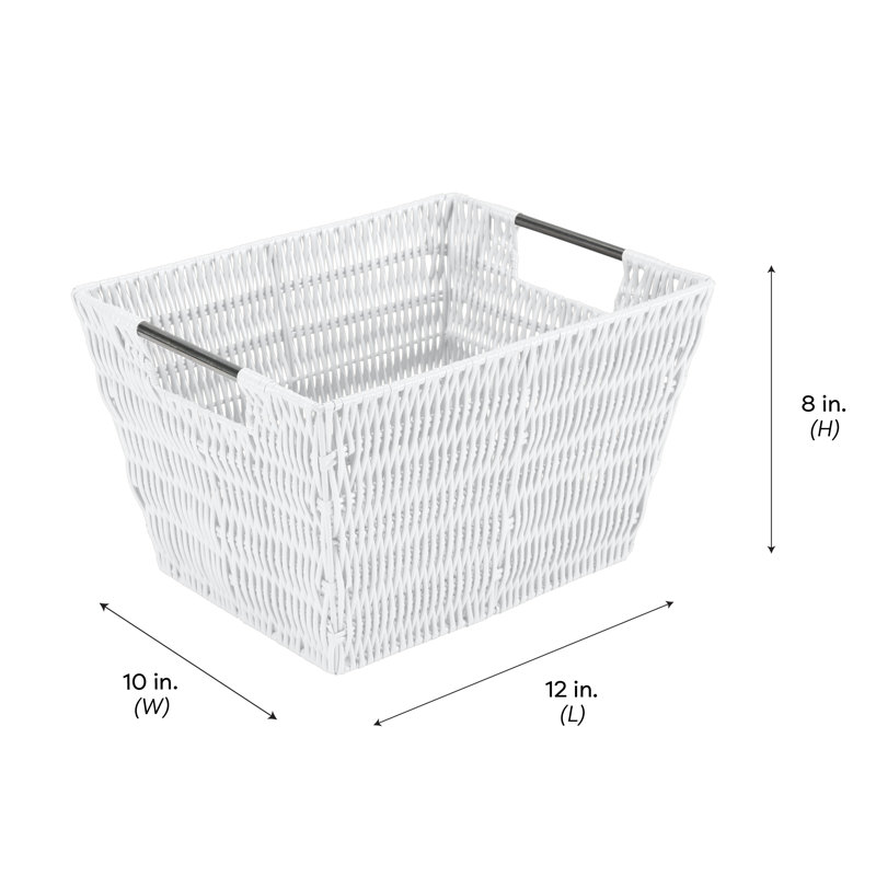 Simplify Plastic Box, White, 8" H x 10" W x 12" D