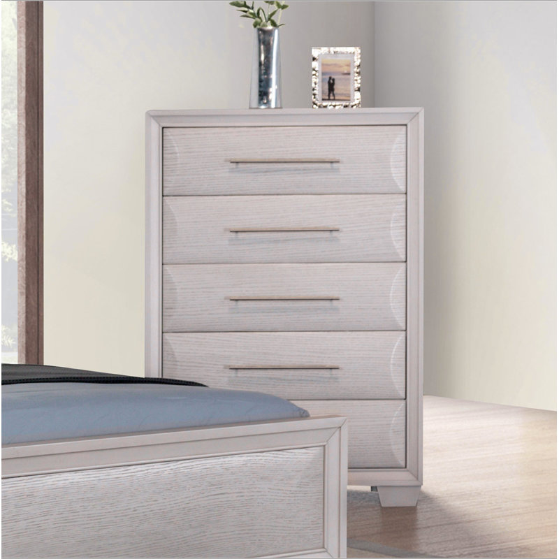 Commode à tiroirs en queue d'aronde anglaise, 1 pièce, finition chêne blanc