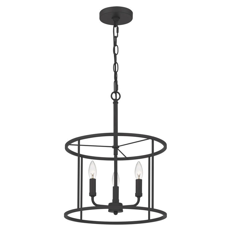 Luminaire suspendu cylindrique 3 lumières Arpelar, Noir mat