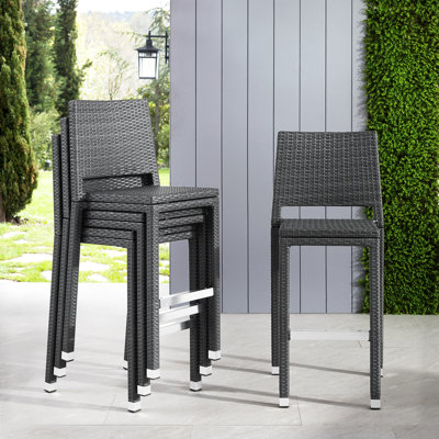 Popa Outdoor 30.3'' Wicker & Aluminum Armless Stackable Bar Stool