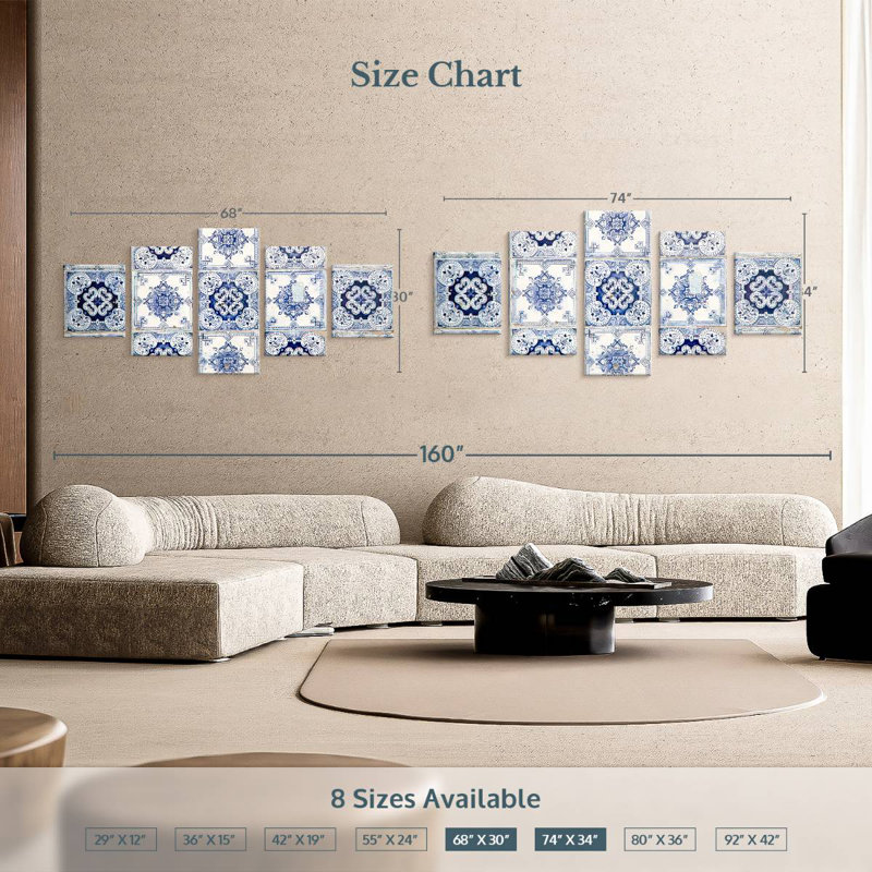 Azulejo Tiles In Lisbon, 34" H x 74" W
