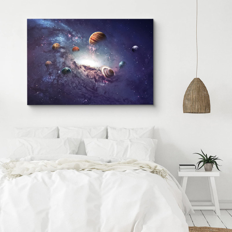 «Système solaire galaxie mauve avec planètes» sur, H 24 po x l 36 po