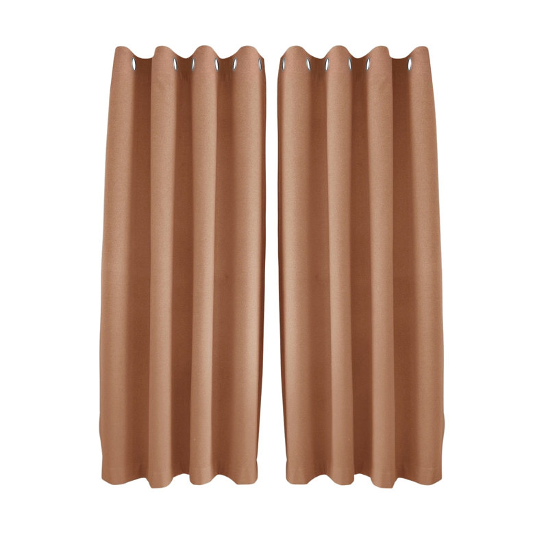 Linen Blend Blackout Curtain Panel Pair, 117cm Width x 137cm Drop, Orange