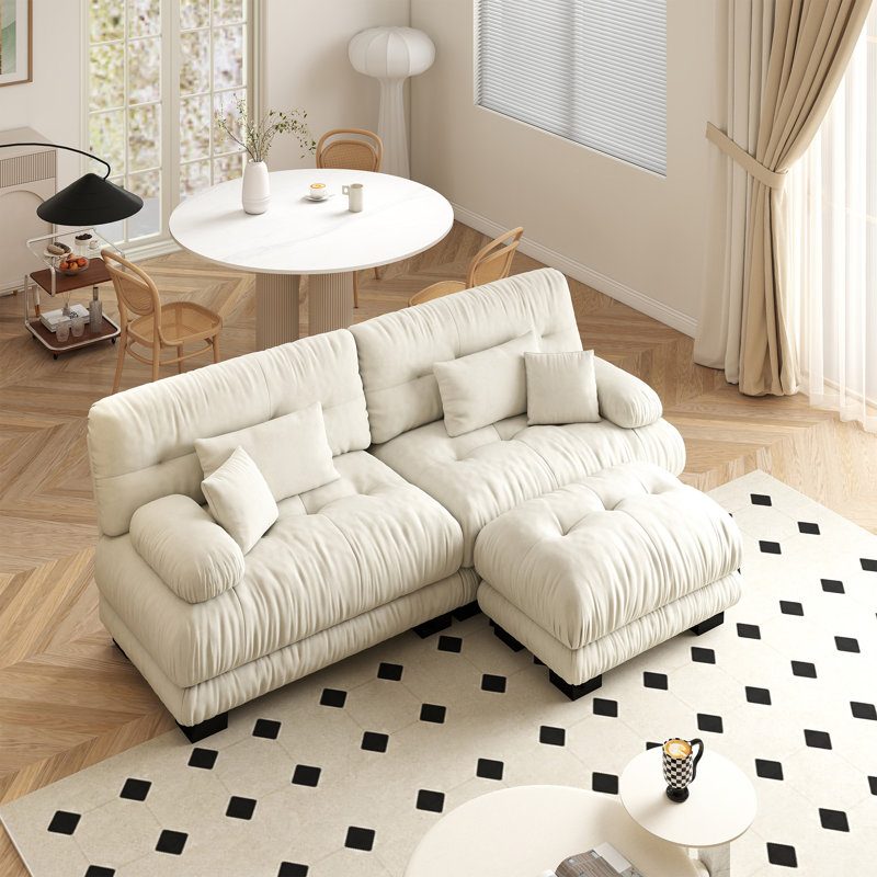 Modular Sectional Sofa Cloud Couch, Deep Seat L Shaped Couch, Modern Sectional Couches For Living Room, Comfy Soft Chenille Loveseat Sofa With 4 Pillows, Small Couches For Small Spaces