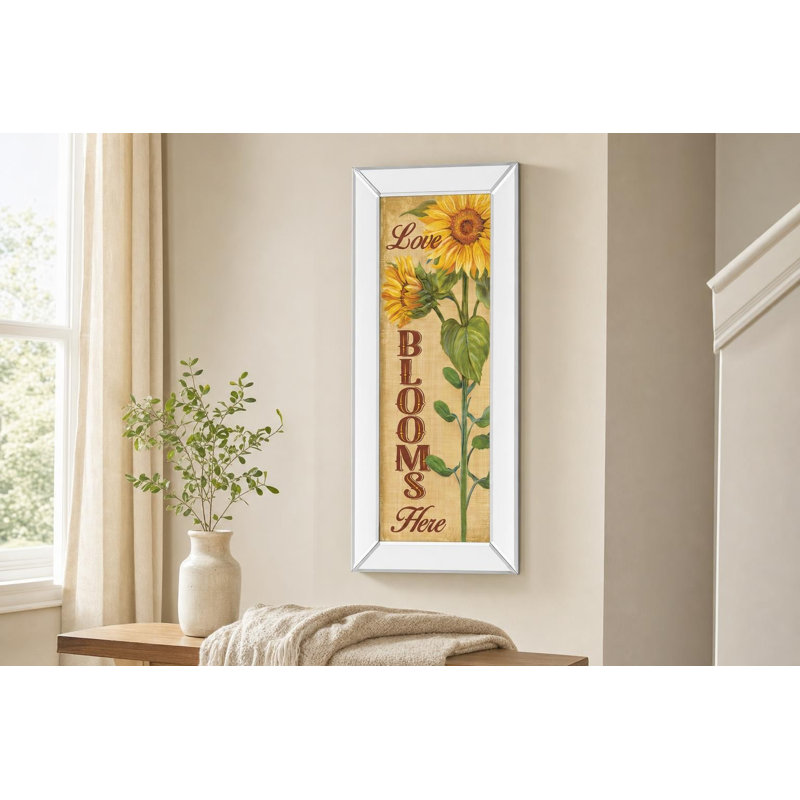 Art mural chaleur tournesol - 18 po x 42 po - Cadre en miroir