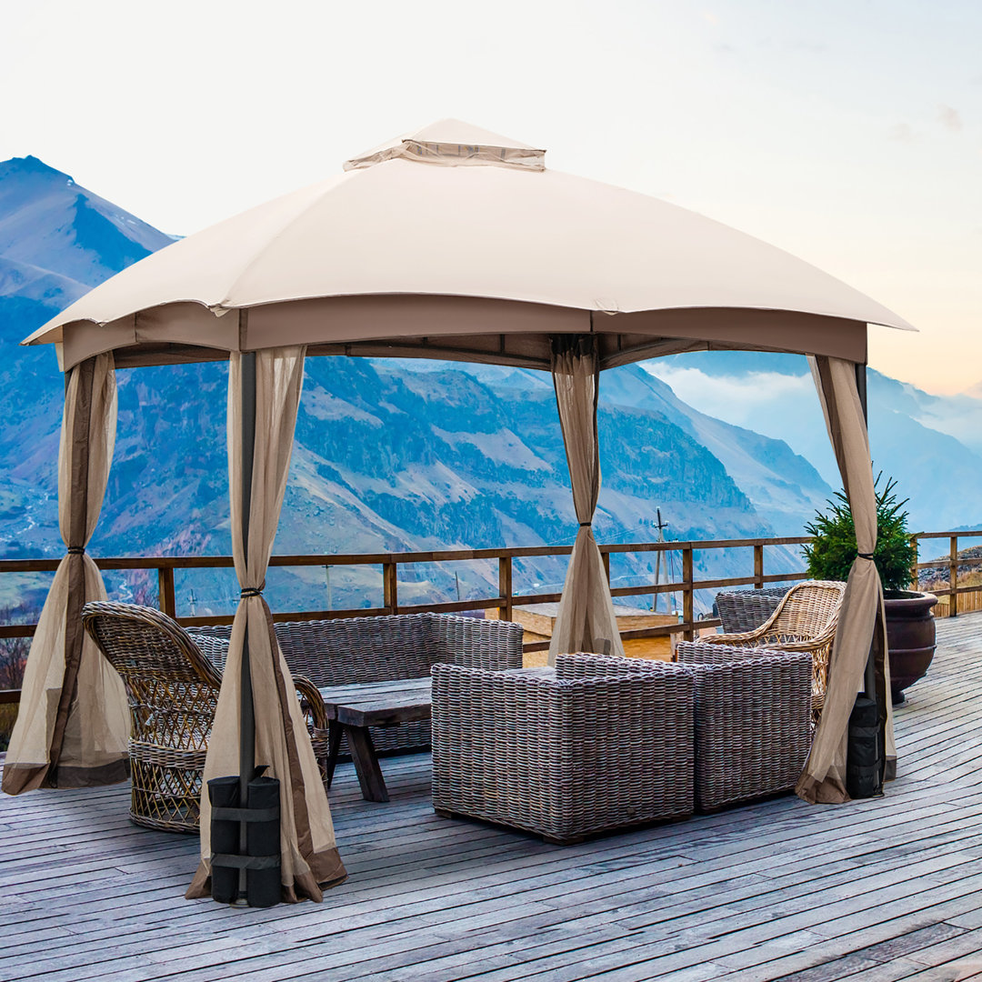 10 Ft. W x 10 Ft. D Metal Pop-Up Canopy Costway Roof