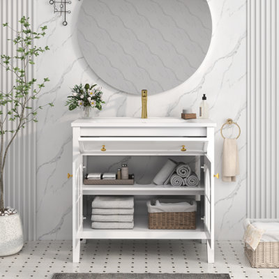 Meuble-lavabo simple 36 po avec plateau en céramique Brecken
