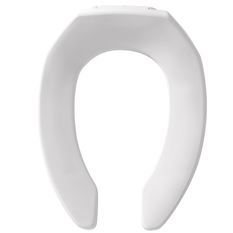 295CT Commercial Open Front Toilet Seat, No Cover, Never Loosens, ELONGATED, Plastic, White,  Slow Close 