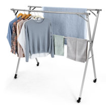 JAUREE 79 Inches Clothes Drying Rack, Stainless Steel Garment Rack  Adjustable and Foldable Space Saving Laundry Drying Rack for Indoor Outdoor  with 20