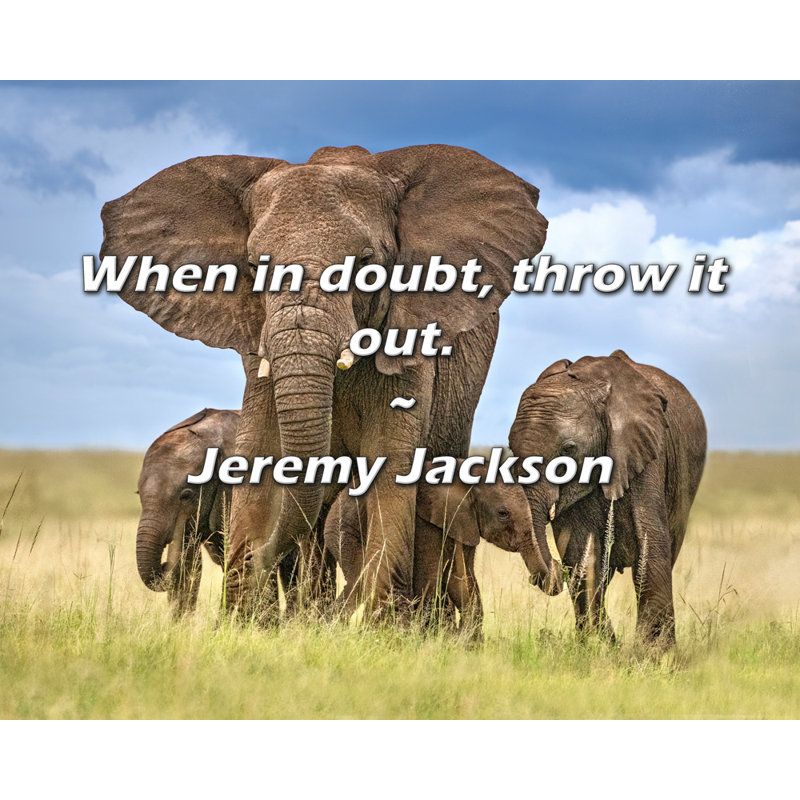 Jeremy Jackson Quote: When in doubt, throw it out., 15" H x 18" W