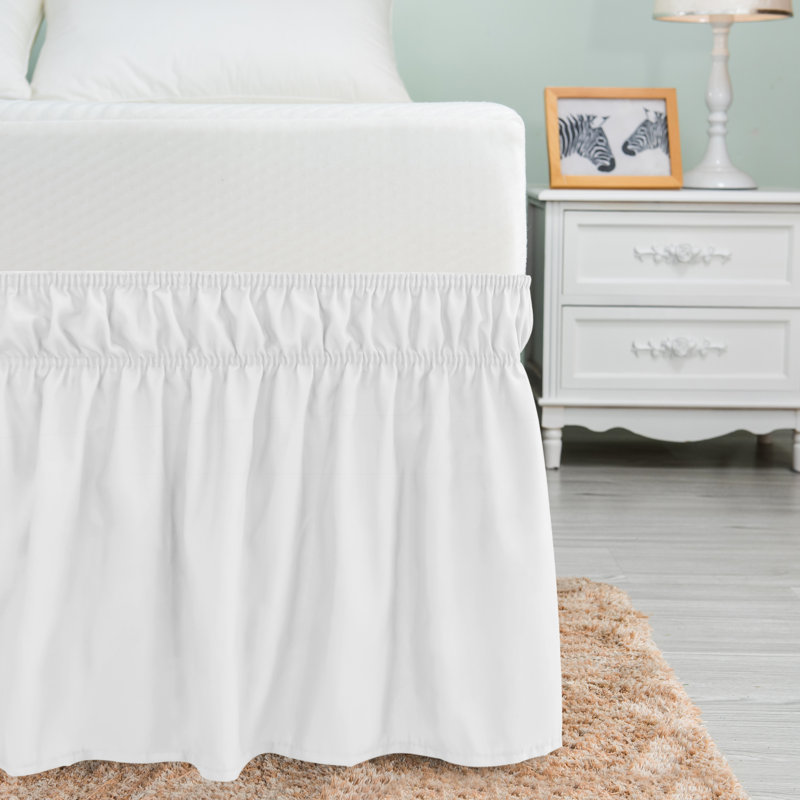 Pleated Wrap Around Bed Skirt, Queen, White
