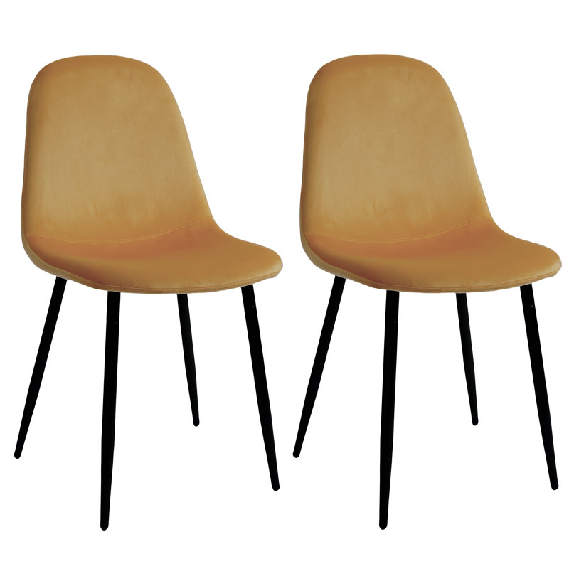 Chaises de salle à manger en velours avec pieds en métal, ensemble de 2