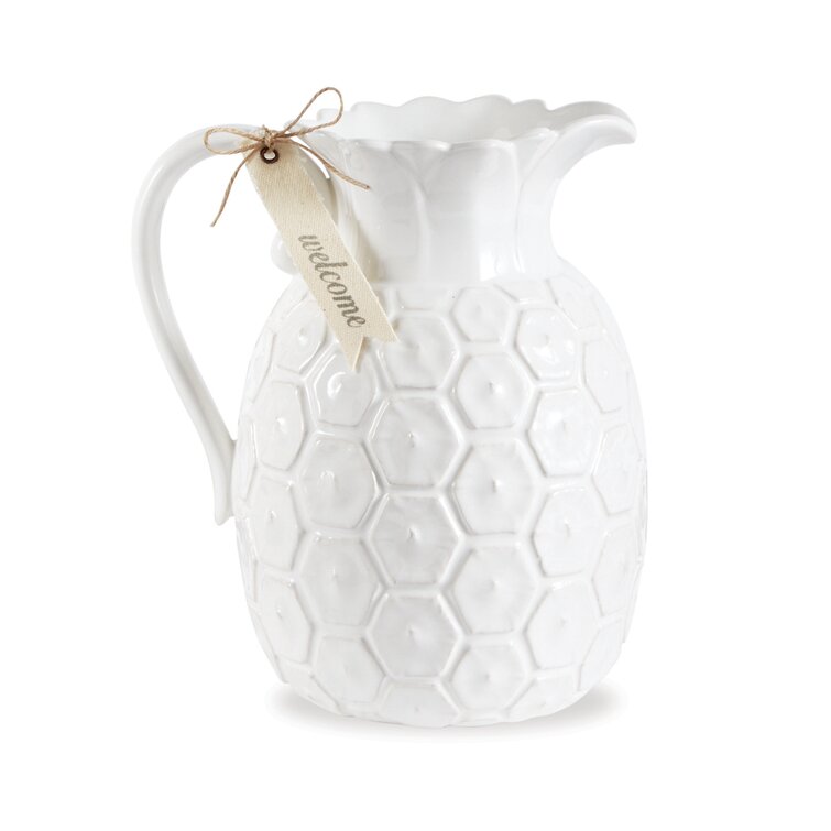 Pineapple Lace Impressed Ceramic 1 Quart Pitcher 