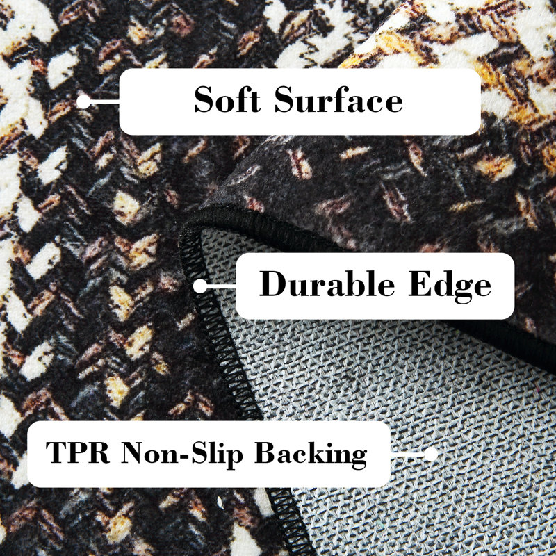 Machine Washable Area Rugs with Non-Slip Backing for Hallway Living Room Bedroom Kitchen and Laundry Room Vintage Carpet Low Pile Rug