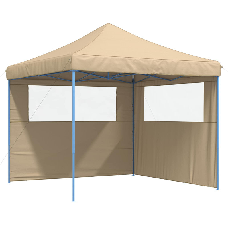 Vidaxl Foldable Tent Canopy Patio Pavilion Gazebo Pop Up Tent Marquee Canopy, 315cm H x 292cm W x 292cm D, Blue, Beige