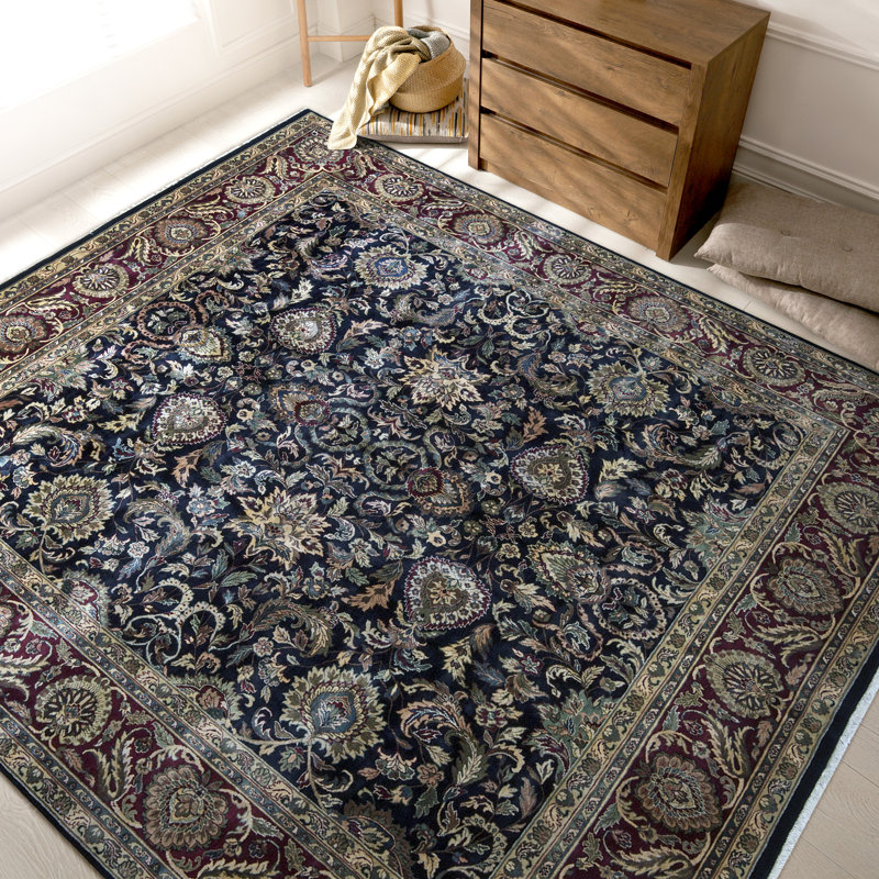 Hand-Knotted High-Quality Blue and Brown Area Rug