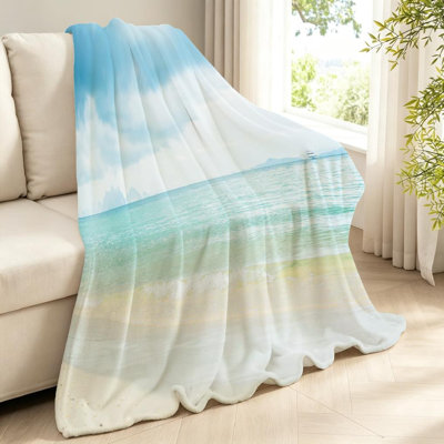 Blue Ultra Soft Flannel Fleece Throw Blanket,View of Abstract of Single-Sided Print
