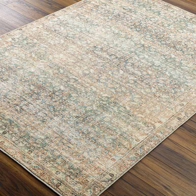 Marlene Vintage Blue-Green Synthetic 5'2" x 7' Area Rug