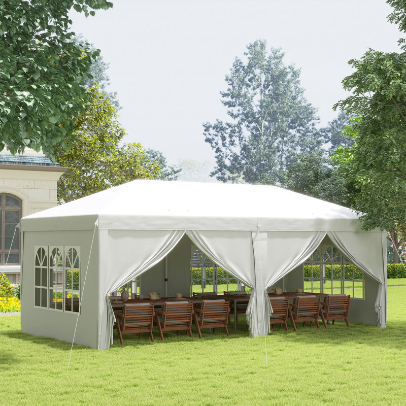 3x6m Pop Up Garden Gazebo, Water Resistant Party Tent With Removable Sidewalls, Windows & Carry Bag, Wedding Event Shelter, White