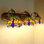 Trois appliques de libellule, appliques de style antique à DEL E27, luminaire en verre coloré