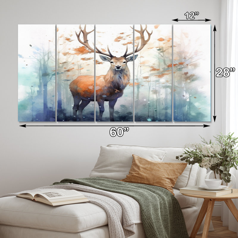 Woodland Wanderers - Animaux, art mural, salon - 5 panneaux égaux