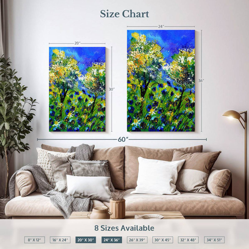 Avery Summer Blue Poppies, 36" H x 24" W
