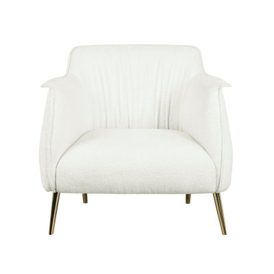 Fauteuil d'appoint rembourré blanc de style moderne avec coussins de siège dorés