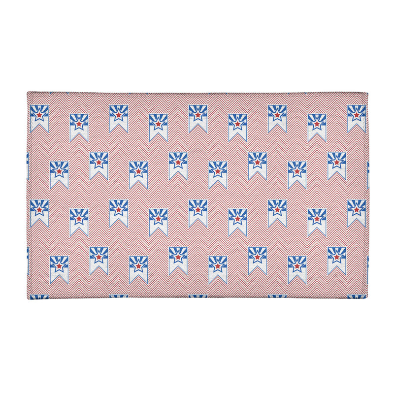 Tapis de zone rouge/bleu fait main, Rectangle 3 pi x 5 pi