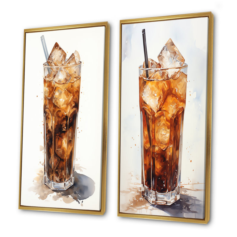 Ensemble de 2 impressions murales froides en verre froid, Encadrement doré, H 40 po x l 41 po