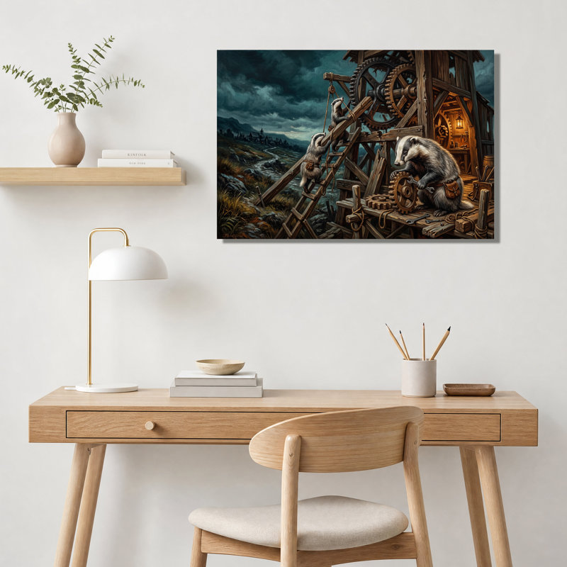 Art mural sur toile Badgers In Dark Steampunk, H 18 po x l 24 po