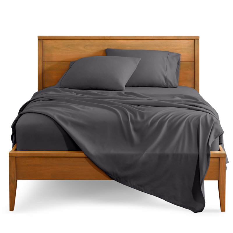 Bare Home Ultra-Soft Microfiber Sheet Set, Queen Sheet Set + 1 Fitted Sheet + 2 Pillowcases, Forged Iron Gray