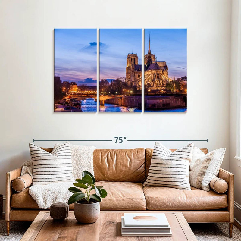 Nicci Notre Dame à Paris la nuit, H 36 po x l 57 po