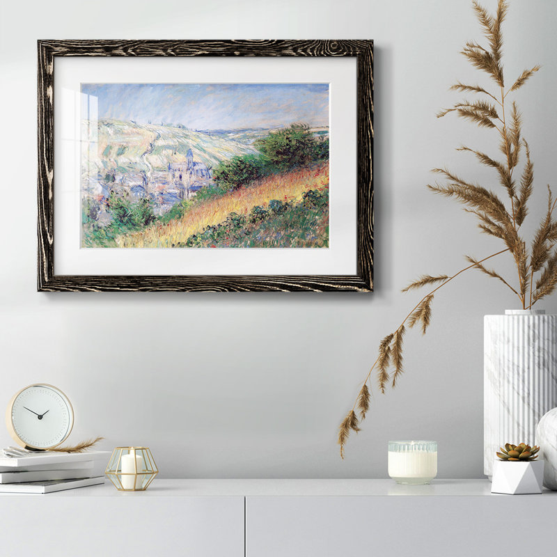 Vue de Vetheuil, impression sur papier encadrée, Noir, H 22 po x l 32 po